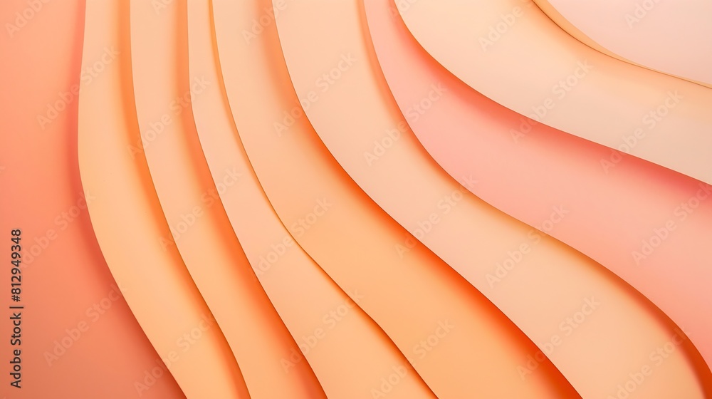 Fototapete Abstract colored paper texture background Minimal paper cut composition with layers of geometric shapes and lines in peach color background Top view : Generative AI