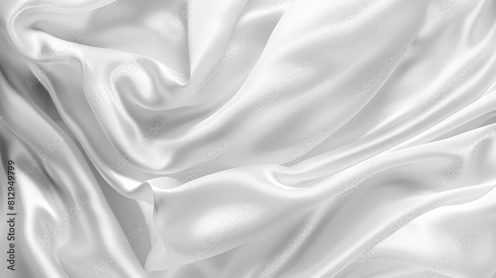 Poster abstract white satin silky cloth for background fabric textile drape with crease wavy foldswith soft