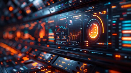 Obraz premium Hyperrealistic screen showing real-time digital marketing data, including detailed graphs of click-through rates and audience segmentation, with clear visuals and deep color accuracy.