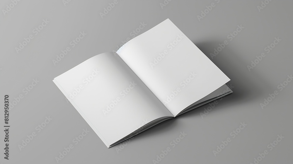 Poster Mockup of horizontal landscape for business isolated on gray backgroundThe template of the first booklet is open on a Uturn the second is closed shows the backEmpty bifold with realist : Generative AI