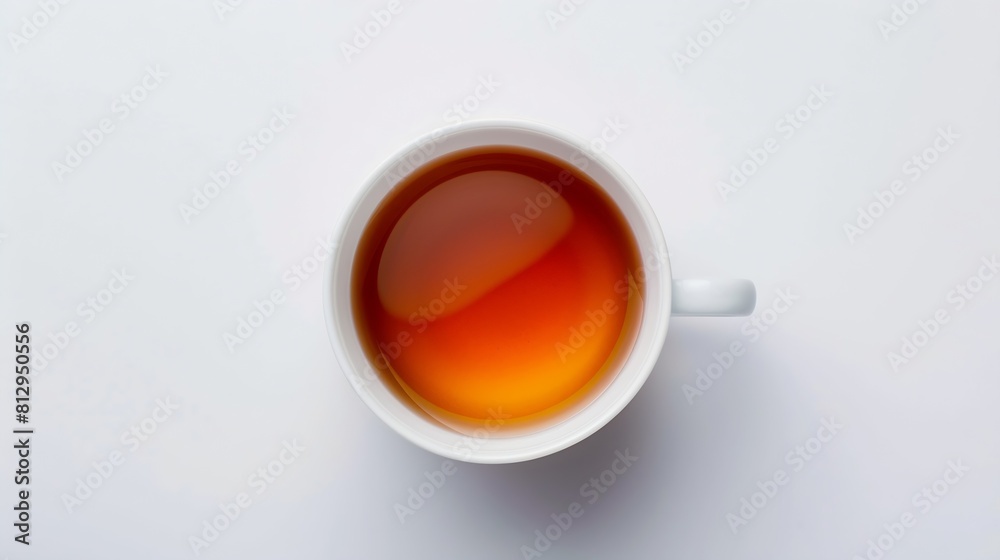 Poster creative layout made of cup of herbal tea on a white background top view : generative ai