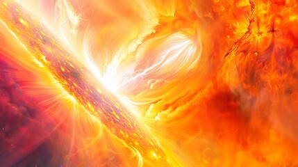 A fiery explosion in space with a bright orange and white swirl