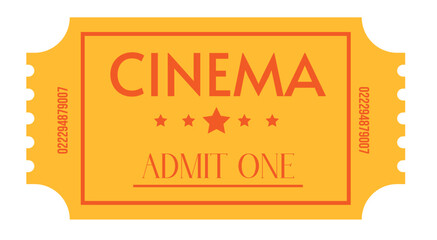 Cinema tickets, illustration of a label, Yellow Ticket for sale, Cinema ticket, Cinema ticket illustration design