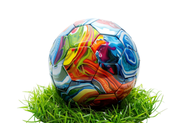 FIFA ball on grass on transparent background