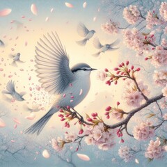 Visualize a tranquil scene in nature featuring a serene and elegant bird