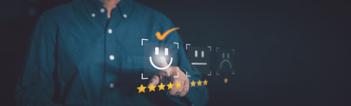 Satisfaction feedback concept. The success of a marketing strategy hinges on delivering value and meeting customer expectations for satisfaction