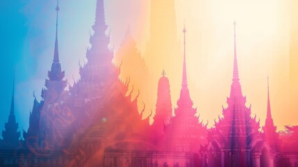 Obraz premium all temple shadow pastel colors background --ar 16:9 --style raw Job ID: fd4d88cc-bbe1-47eb-9111-d61b13857f4b