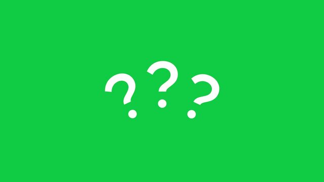 Appearing question mark pop up flat looping animation on chroma key green screen alpha channel background