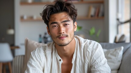 Young Taiwanese Man Sitting on a Couch