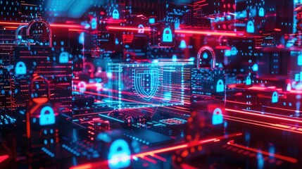 Obraz premium Data Network and Digital Communication Concept,Abstract Background