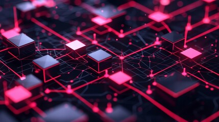 Blockchain networks flat design side view peer-to-peer systems theme animation vivid