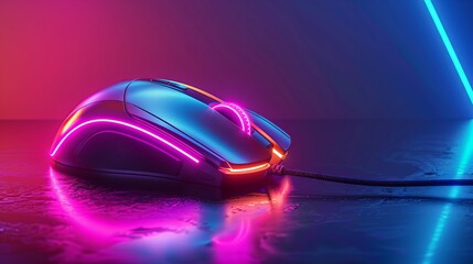 Modern computer mouse with neon light