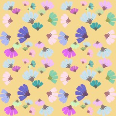 Floral patterns in bright colors for decorating book covers, cards, dyeing, ceramics, for designing banners, backgrounds.