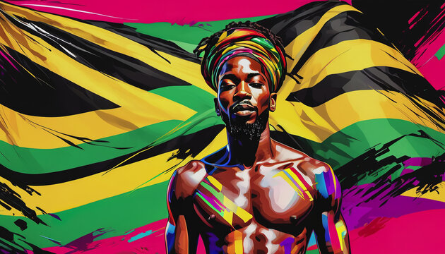 Independence Day in Jamaica. Emancipation Day in Jamaica. A man in Jamaica