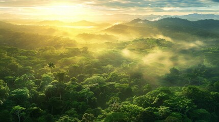 ESG concepts, environment, society and governance The energy of the natural environment is sustainable and ethical in networking. Bird's eye view of a lush forest