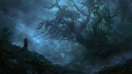 Obraz premium A man is depicted in a painting with his arms spread out and his head tilted