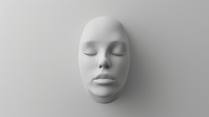 Minimalist face flat design front view simplicity theme 3D render black and white