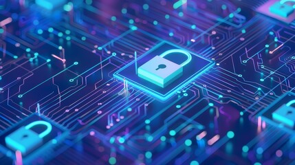 Cybersecurity flat design side view network protection theme animation vivid
