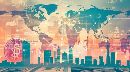 Create an image showcasing the global reach of banking institutions