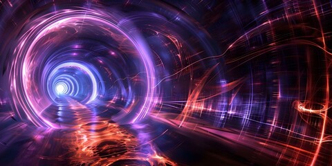 Obraz premium Surreal digital art featuring a fast-running clock with a swirling design. Concept Surreal Art, Digital Design, Clock Illustration, Swirling Patterns, Time Concept