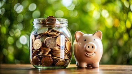 Coin Jar or Piggy Bank: An image showing a jar or piggy bank filled with coins, indicating savings or financial planning.	
