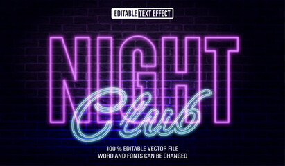 Editable 3d text style effect - Night Club Neon text effect Template