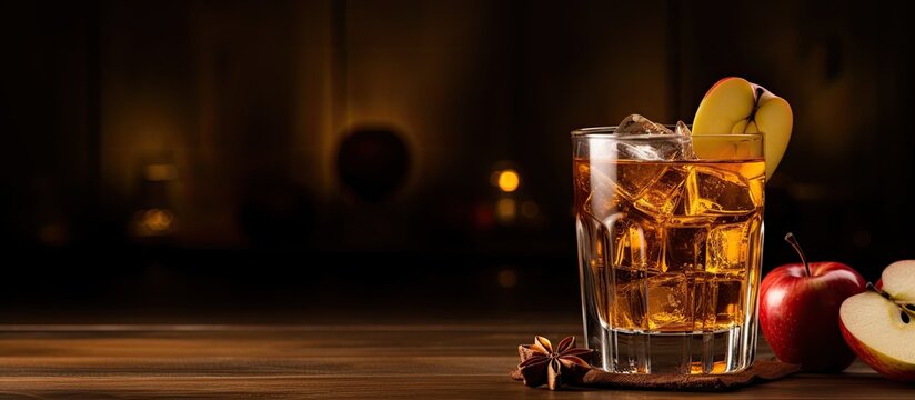 Enjoy a refreshing drink with apples at our trendy bar and restaurant where you can also indulge in your favorite alcoholic beverages. Copyspace image