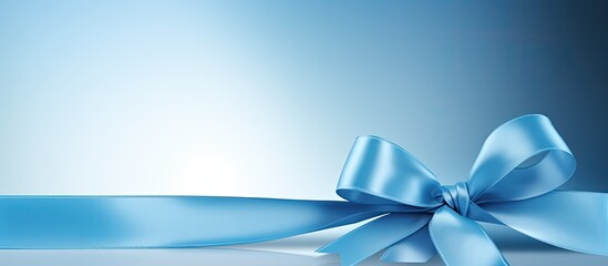 Blue background with a satin ribbon sign copy space image