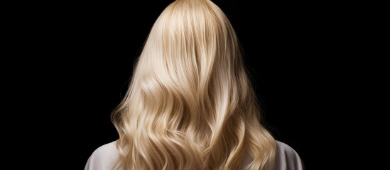 Naklejka premium The back view of shiny blonde hair provides a copy space image for text showcasing healthy strands