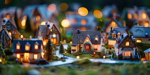 miniature houses in small town setup 