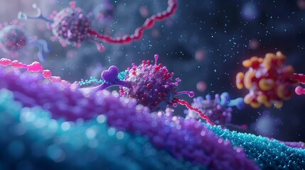 Obraz premium Intricate Dance of Insulin A Molecular Animation of Insulin Binding to its Receptor