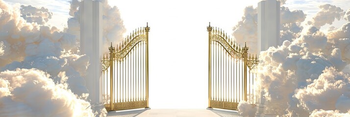 Pearly gates opening into the heavens