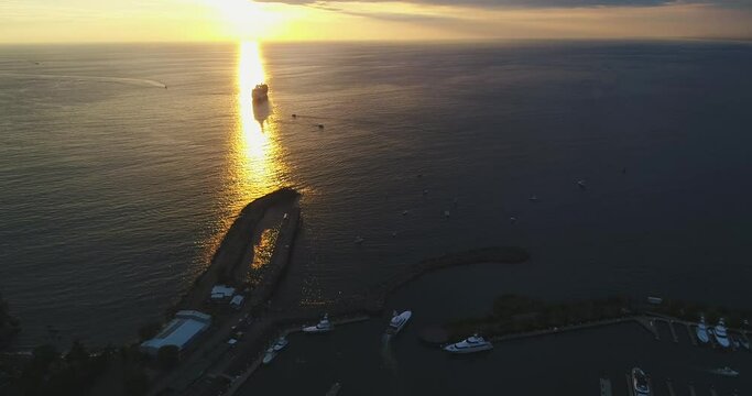 Cruise ship at sunset