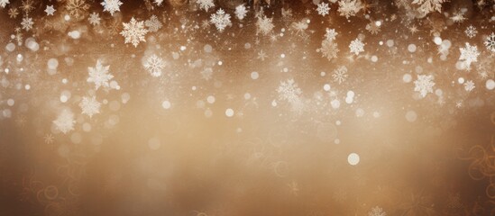 A festive Christmas backdrop in shades of brown with snowflakes and ornaments Copy space image