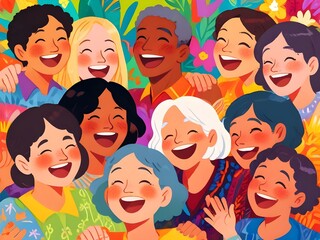 the happy world share with different humans beautiful smile