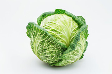 Fototapeta premium Single ripe cabbage isolated on a white background, perfect for a minimalist design 