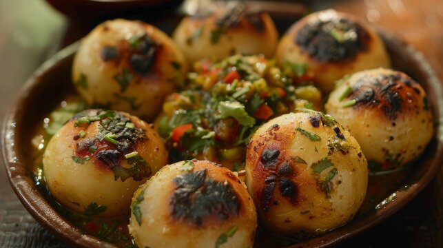 The Indian dish Litti is a ball of wholemeal flour dough filled with a mixture of sattu spices (roasted black chickpea flour).