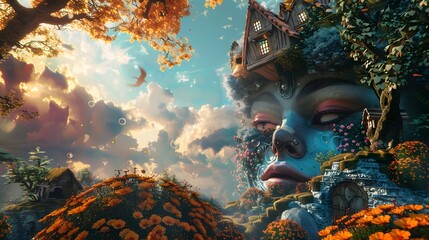 Surreal Vision of Dreaming and Creativity Unleashed in a 3D Rendering