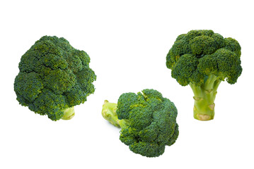 Fresh tasty broccoli isolated on white background.