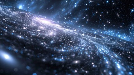 Obraz premium A galaxy with a blue background and a lot of stars