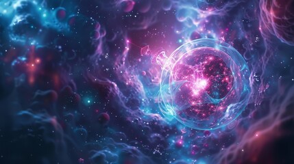 Fototapeta premium A colorful galaxy with a large, glowing sphere in the center