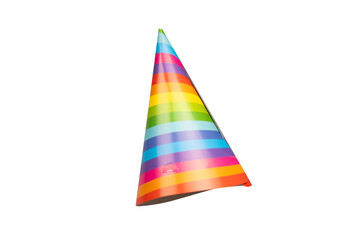 Colorful birthday cap isolated on white background