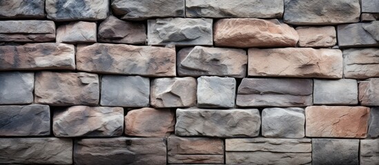 Fototapeta premium A wall made of decorative granite stones providing an attractive backdrop for photographs or designs with space to add images. Copyspace image