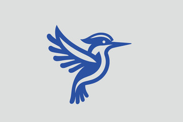 Kingfisher bird. Simple modern logo, icon, sign. Isolated vector illustration. Blue color