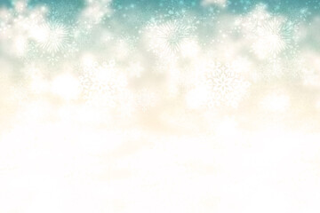 Party invitation background. Abstract green yellow texture with bokeh lights and soft color circles and stars. Beautiful backdrop for various holidays. Card concept.