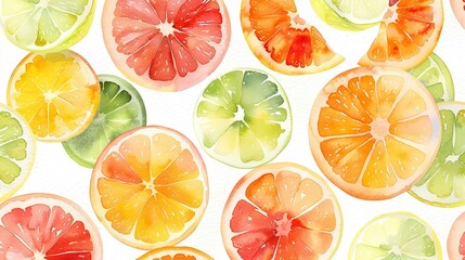 Watercolor seamless pattern with citrus fruit. Citrus background. Can be used for wallpaper, pattern fills, web page background, surface textures.