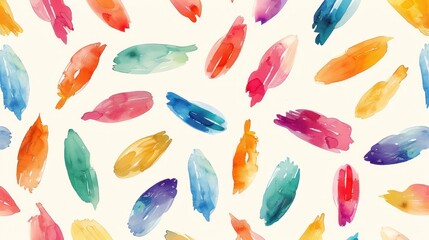 Fototapeta premium Vibrant Watercolor Brush Strokes Dance on White Canvas