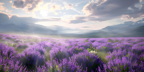 Stunning lavender field landscape background - Ai Generated
