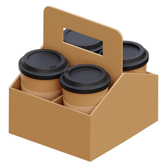 Coffee Cup Tray 3d Illustration