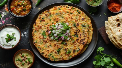 Nutritious talipita tortilla, produced in Maharashtra, India.